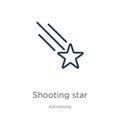 Shooting star icon. Thin linear shooting star outline icon isolated on white background from astronomy collection. Line vector Royalty Free Stock Photo