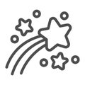 Shooting star line icon, astronomy and magic, make wish for falling star sign on white background, flying shiny stars