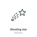 Shooting star outline vector icon. Thin line black shooting star icon, flat vector simple element illustration from editable Royalty Free Stock Photo