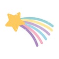 Shooting star rainbow cartoon isolated icon design white background