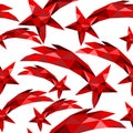 Shooting star seamless pattern red low poly xmas Royalty Free Stock Photo