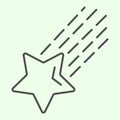 Shooting star thin line icon. Falling meteor star with tale in outer space outline style pictogram on white background