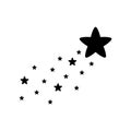 Shooting star with trail. Black simple illustration of falling stars. Symbol of cosmos, night sky, starfall, make a wish, magic. Royalty Free Stock Photo