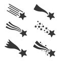 Shooting Stars or Comet Icons Set. Vector Royalty Free Stock Photo