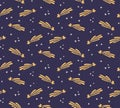 Shooting stars, comets, night sky seamless pattern