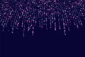Shooting stars confetti, fireworks. Blue metallic, pink metallic on a dark blue background. Festive background. Abstract Royalty Free Stock Photo