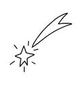 Shooting stars icon. Comet tail or star trail. Christmas star. Dream and success.