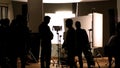Shooting studio behind the scenes in silhouette images Royalty Free Stock Photo