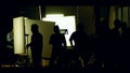 Shooting studio behind the scenes in silhouette images
