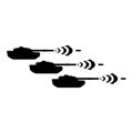 Shooting tanks war concept icon black color vector illustration image flat style