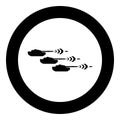 Shooting tanks war concept icon in circle round black color vector illustration image solid outline style Royalty Free Stock Photo