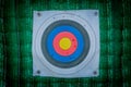 Shooting target and bullseye with bullet holes Royalty Free Stock Photo