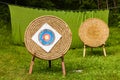 Shooting target and bullseye with many bullet holes Royalty Free Stock Photo