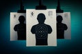 Shooting targets on a grey background on a dark background