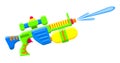 Shooting water gun. Bright multi-colored childrens toy. Isolated object. Flat vector illustrations on white background.