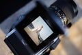 Shooting a wedding with a vintage camera Royalty Free Stock Photo