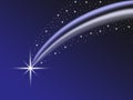 Shooting wish star with tail and star field Royalty Free Stock Photo