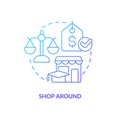 Shop around blue gradient concept icon