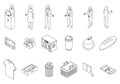 Shop assistant icons set outline vector