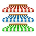 Shop Awnings Different Striped Color Set Vector