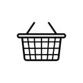 Shop Basket Supermarket Black Silhouette Icon. Grocery Store Buy Basket Market Glyph Pictogram. Hand Food Product Empty Royalty Free Stock Photo