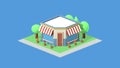 shop building icon formation 3d animation