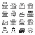 Shop building icon set Royalty Free Stock Photo