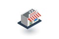 Shop building isometric flat icon. 3d vector