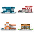 Shop Buildings Icons Set Royalty Free Stock Photo