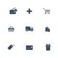 Shop buttons purchase icons vector set.