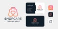 Shop care monogram line logo vector design for business and branding