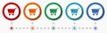 Shop, cart, buy concept vector icon set, flat design colorful buttons, infographic template in 5 color options Royalty Free Stock Photo