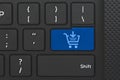 Shop cart icon on keyboard key. Conceptual idea of shopping online Royalty Free Stock Photo