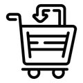 Shop cart icon outline vector. Return service