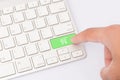 Shop cart keyboard key and finger Royalty Free Stock Photo