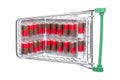 Shop cart with red-brown pills in a blister pack Royalty Free Stock Photo