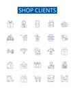 Shop clients line icons signs set. Design collection of Customers, buyers, shoppers, patrons, consumers, attendees