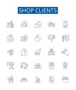 Shop clients line icons signs set. Design collection of Customers, buyers, shoppers, patrons, consumers, attendees