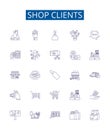 Shop clients line icons signs set. Design collection of Customers, buyers, shoppers, patrons, consumers, attendees