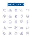 Shop clients line icons signs set. Design collection of Customers, buyers, shoppers, patrons, consumers, attendees