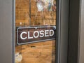 A shop closed sign, concept for business hours and economy. Royalty Free Stock Photo