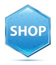 Shop crystal blue hexagon button