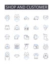 Shop and customer line icons collection. Business and client, Retail and purchaser, Store and consumer, Mart and shopper