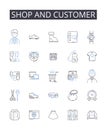 Shop and customer line icons collection. Investment, Funding, Credirthiness, Portfolio, Diversification, Securitization Royalty Free Stock Photo