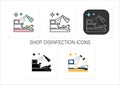 Shop disinfection icons set