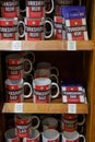 Shop Display of Born and Brewed in Yorkshire Mugs.