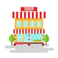 Shop of flat style building. Vector illustration. Royalty Free Stock Photo