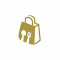 Shop Food Bag Icon. Online Food Shop Logo