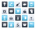 Shop and Foods Icons over color background