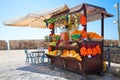 Shop with fresh fruits juices in Akko,, Israel